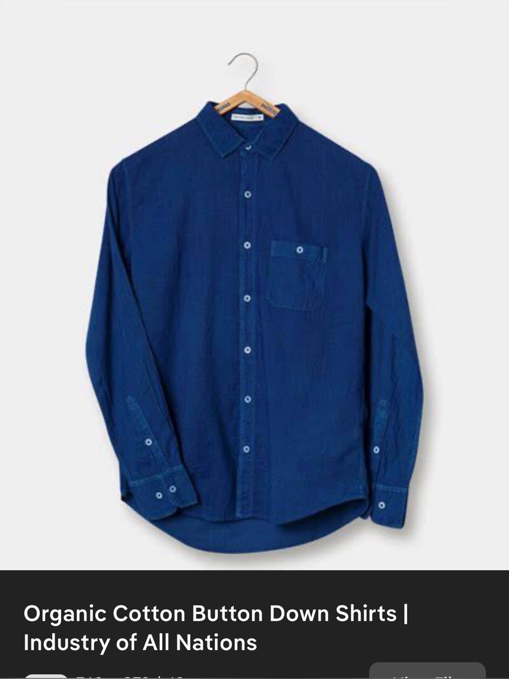 Industry of all nations nwot indigo xs button down shirt
